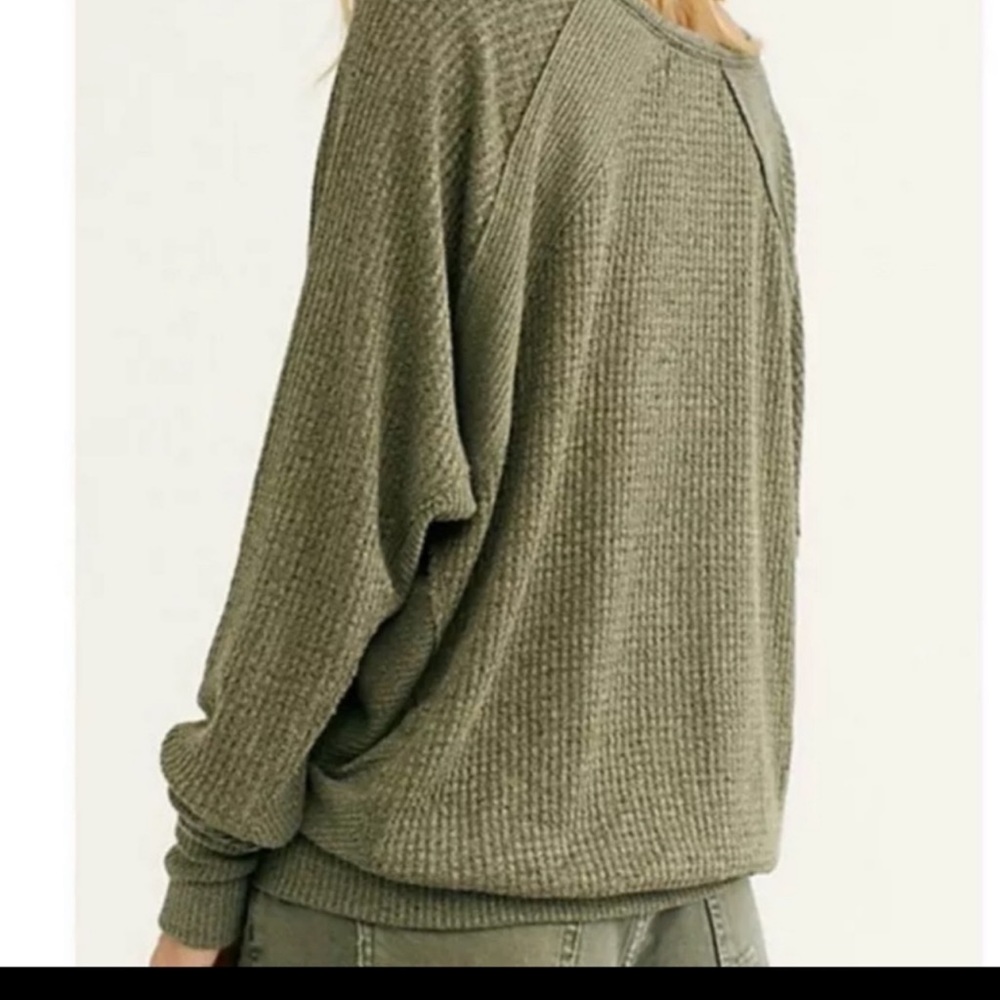 NWT Free People Santa Clara Thermal Long Sleeve Top Ferngully Green XS - Picture 3 of 8